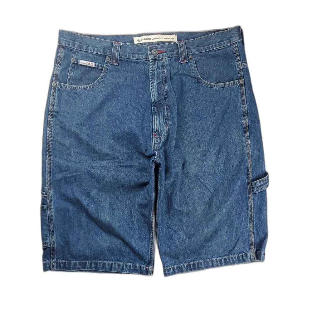 Paco Jeans | Men's Size 36 | Y2K 8-Pocket Utility Denim Cargo Shorts | Blue Wash